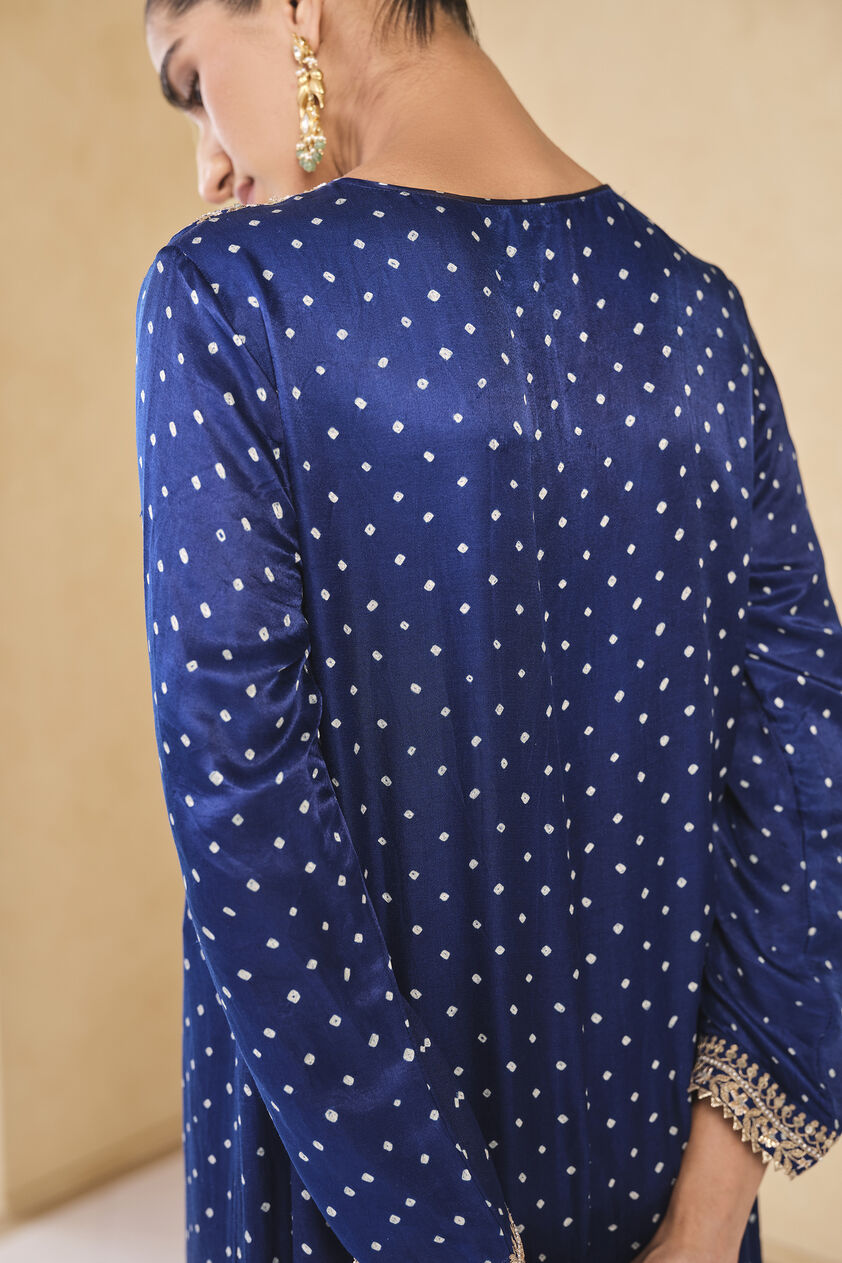 Baluka Handcrafted Bandhani Silk Kurta Set - Blue, Blue, image 6